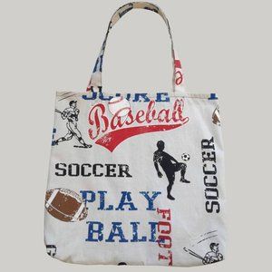 Tote Fabric Bag Handmade Sports Print One Size